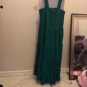 Max Studio Green Sleeveless Square Neck Sundress